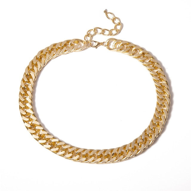 Hip Hop Curb Cuban Short Choker Simple Minimalist Necklace Women