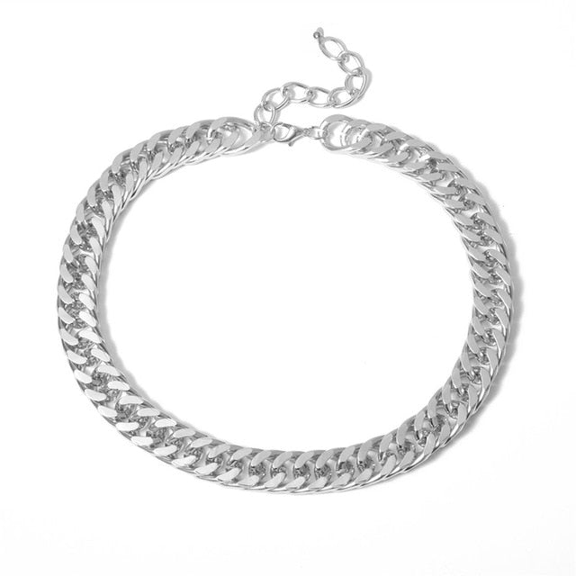Hip Hop Curb Cuban Short Choker Simple Minimalist Necklace Women