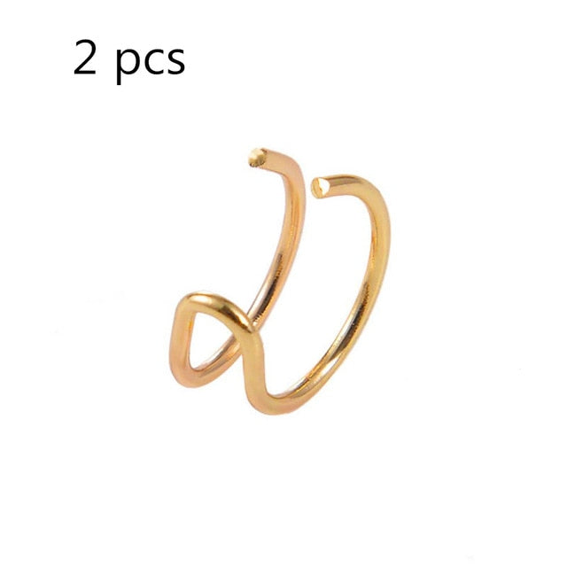 5Pcs/Set Ear Cuff Gold Leaves Non-Piercing Earring For Women