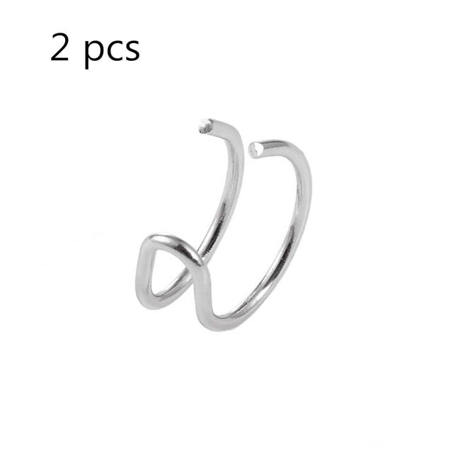 5Pcs/Set Ear Cuff Gold Leaves Non-Piercing Earring For Women