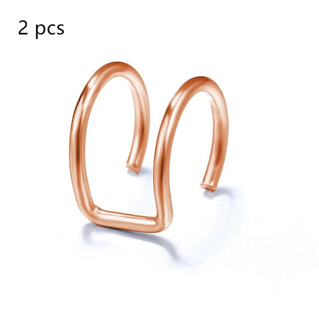 5Pcs/Set Ear Cuff Gold Leaves Non-Piercing Earring For Women