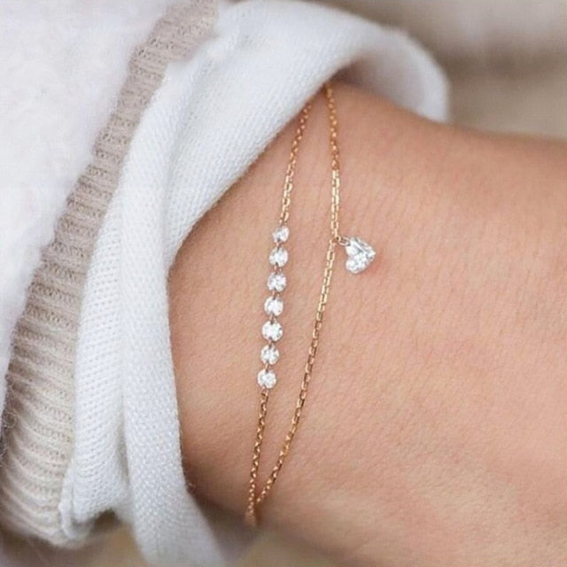 4 pcs/set Fashion Bohemia Leaf Round Knot cuff Bangle Gold Chain Charm Bracelet Bangle for Women