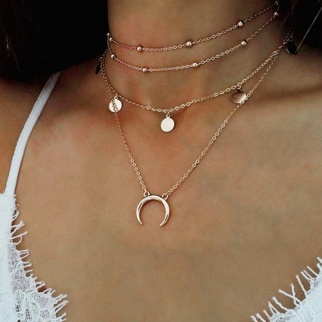Bohemian Stone Beads Hearts Birds Leaves Chain Necklaces Pendants for Women