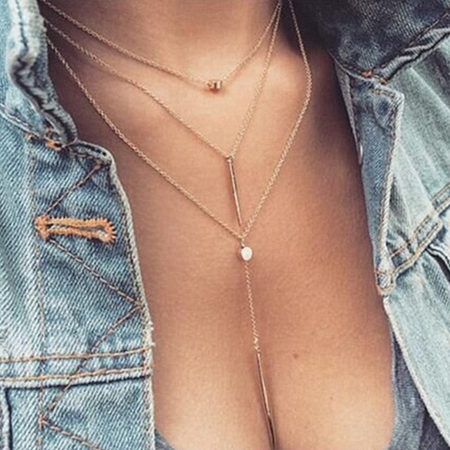 Bohemian Stone Beads Hearts Birds Leaves Chain Necklaces Pendants for Women