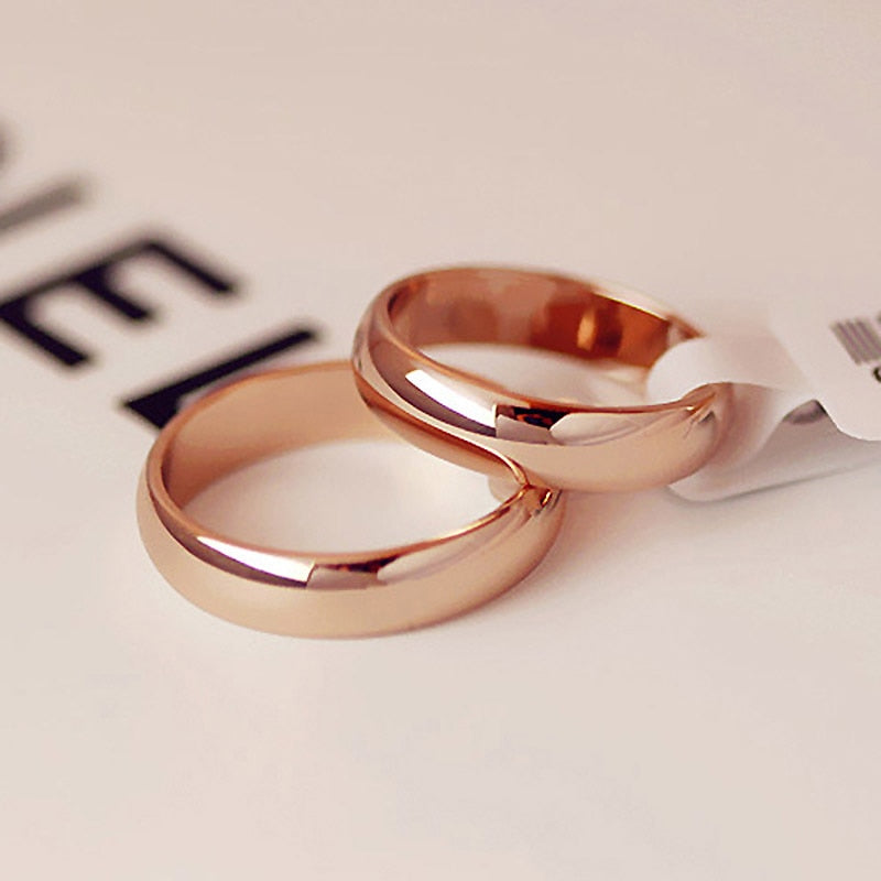 High quality 4mm Rose Gold Ring Men's and Women's Exclusive Couple Ring