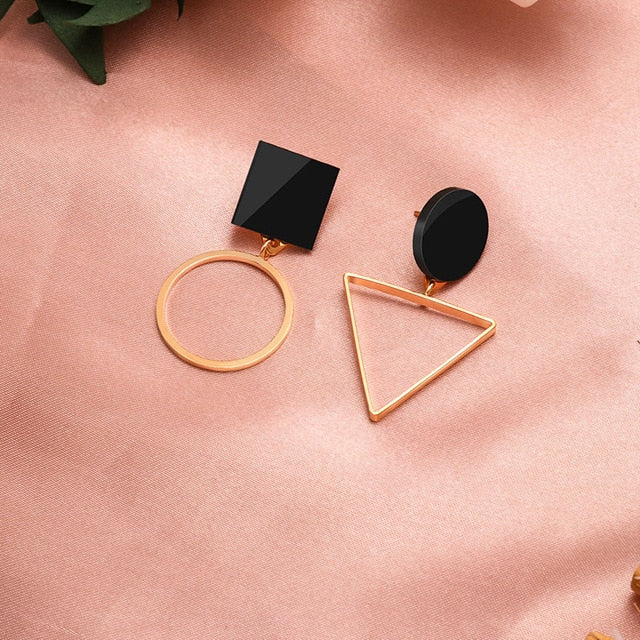 Round Dangle Drop Korean Earrings For Women