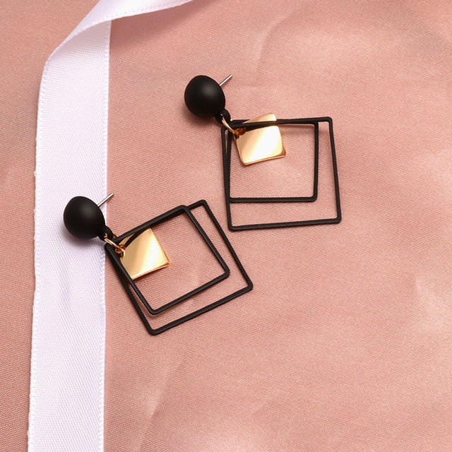 Round Dangle Drop Korean Earrings For Women
