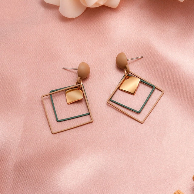 Round Dangle Drop Korean Earrings For Women