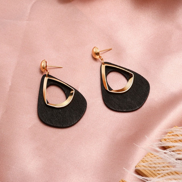 Round Dangle Drop Korean Earrings For Women