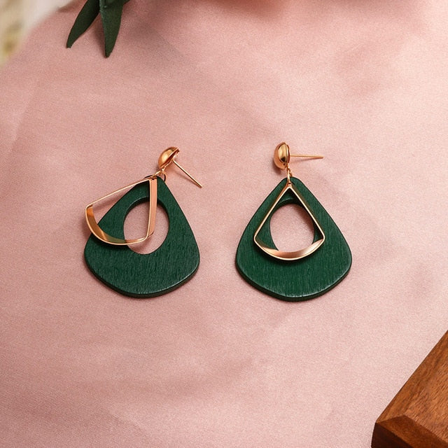 Round Dangle Drop Korean Earrings For Women