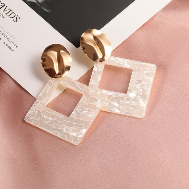 Round Dangle Drop Korean Earrings For Women