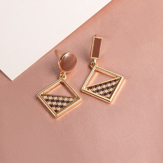 Round Dangle Drop Korean Earrings For Women