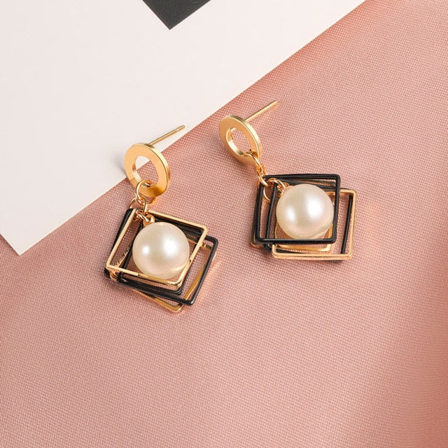 Round Dangle Drop Korean Earrings For Women