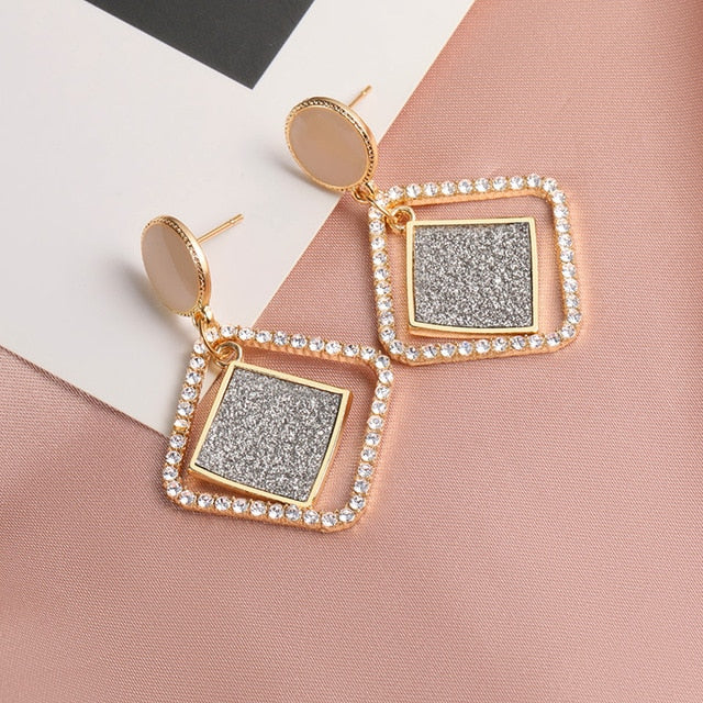 Round Dangle Drop Korean Earrings For Women