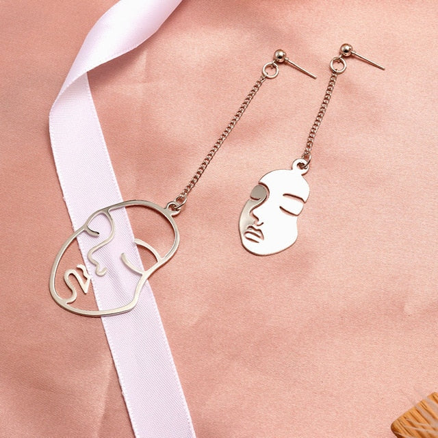 Round Dangle Drop Korean Earrings For Women