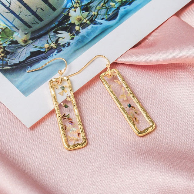 Round Dangle Drop Korean Earrings For Women