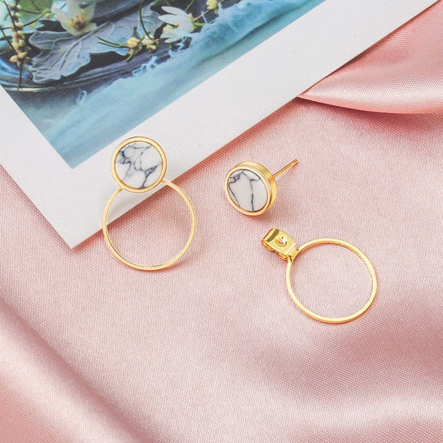 Round Dangle Drop Korean Earrings For Women