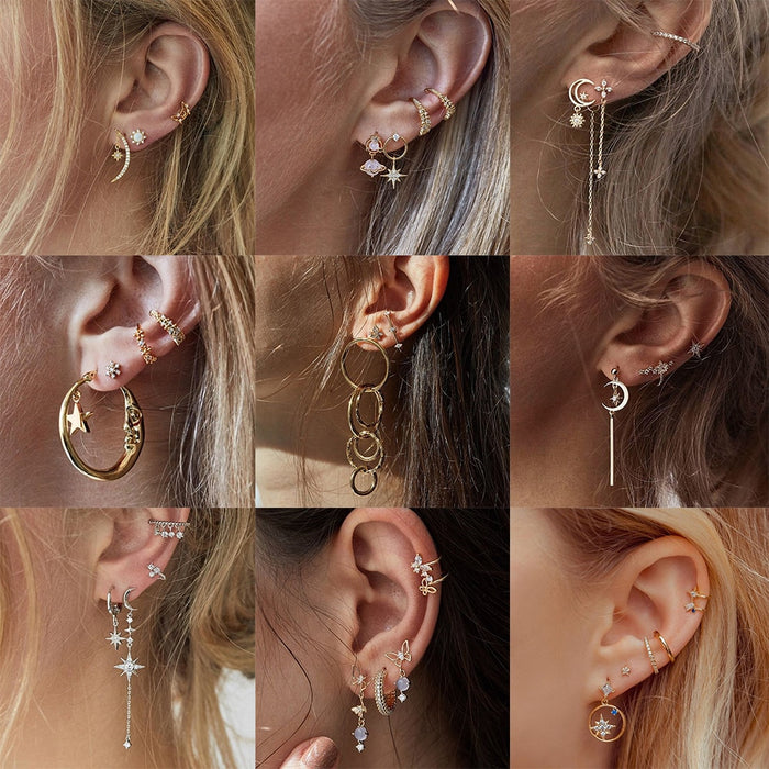 Bls-miracle Vintage Gold Lightning Earrings Set For Women