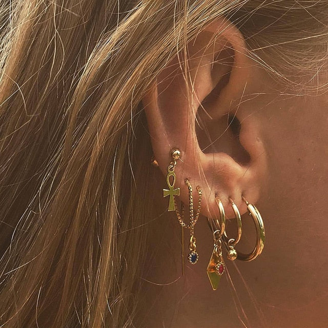 Bls-miracle Vintage Gold Lightning Earrings Set For Women