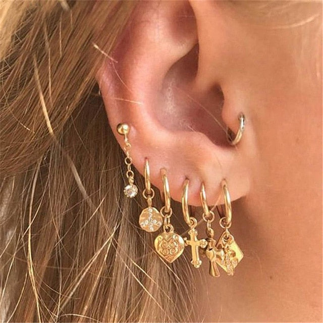 Bls-miracle Vintage Gold Lightning Earrings Set For Women