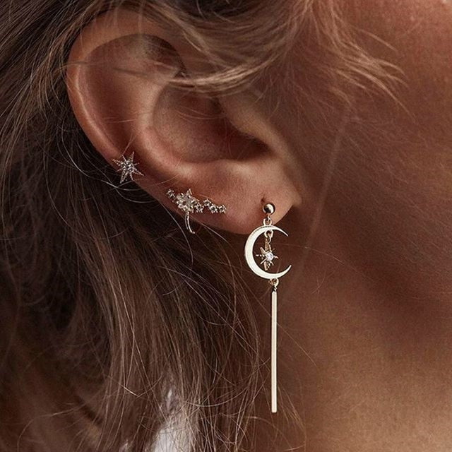 Bls-miracle Vintage Gold Lightning Earrings Set For Women