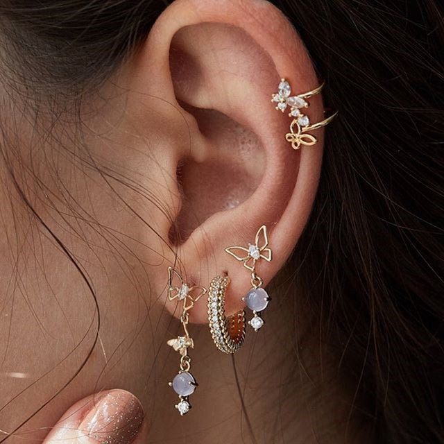 Bls-miracle Vintage Gold Lightning Earrings Set For Women
