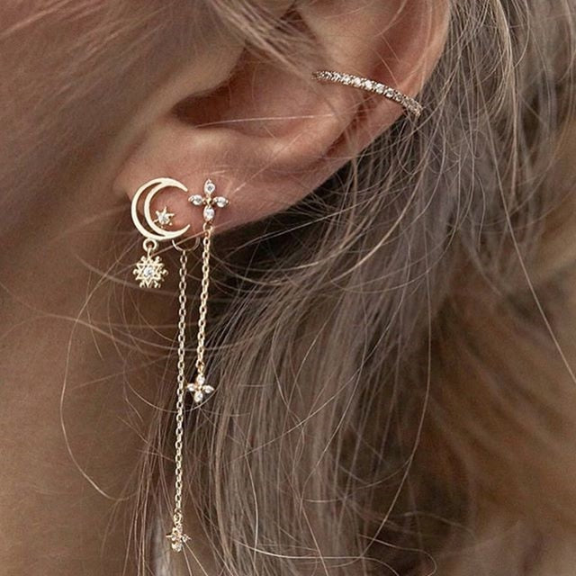 Bls-miracle Vintage Gold Lightning Earrings Set For Women