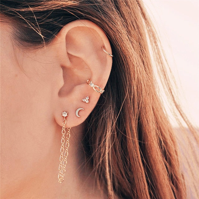 Bls-miracle Vintage Gold Lightning Earrings Set For Women