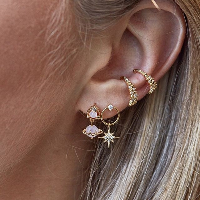 Bls-miracle Vintage Gold Lightning Earrings Set For Women