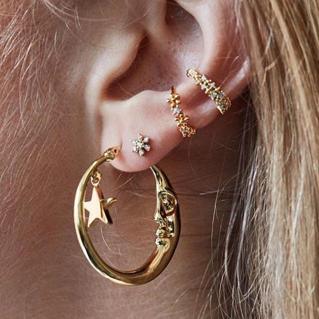 Bls-miracle Vintage Gold Lightning Earrings Set For Women