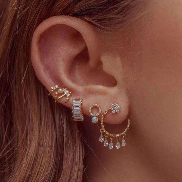 Bls-miracle Vintage Gold Lightning Earrings Set For Women