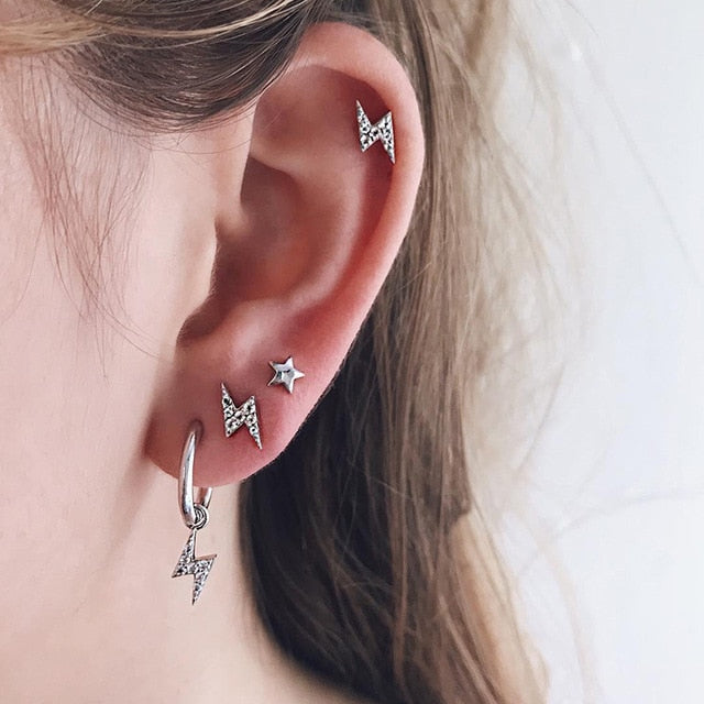Bls-miracle Vintage Gold Lightning Earrings Set For Women