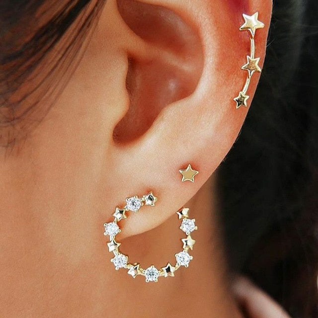Bls-miracle Vintage Gold Lightning Earrings Set For Women