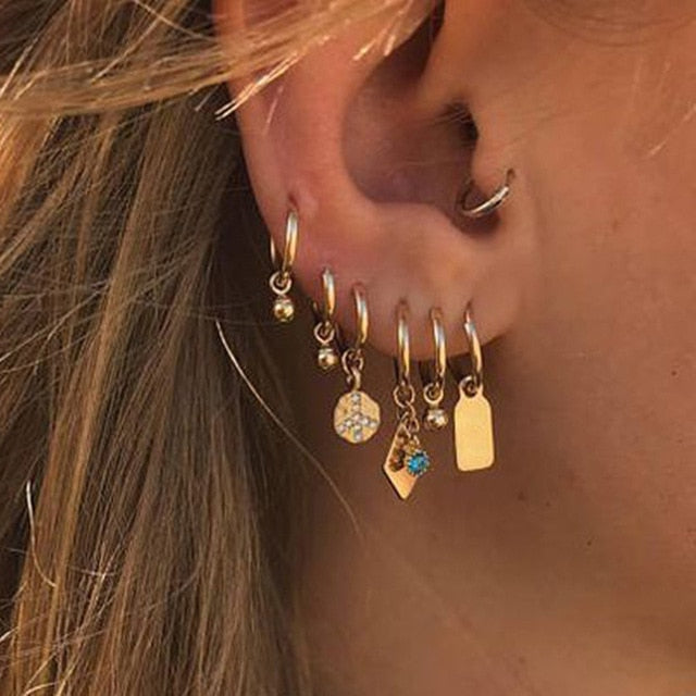 Bls-miracle Vintage Gold Lightning Earrings Set For Women