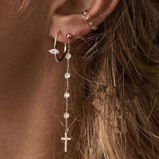 Bls-miracle Vintage Gold Lightning Earrings Set For Women