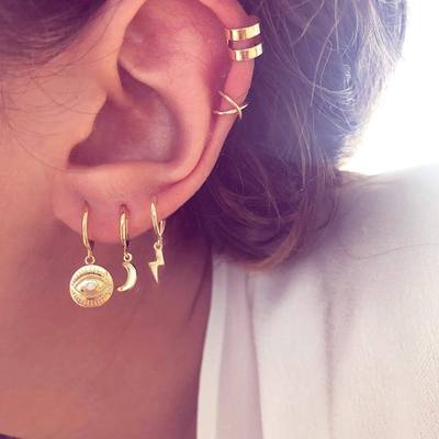 Bls-miracle Vintage Gold Lightning Earrings Set For Women