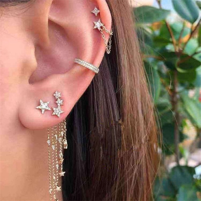Bls-miracle Vintage Gold Lightning Earrings Set For Women