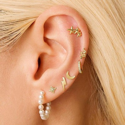 Bls-miracle Vintage Gold Lightning Earrings Set For Women