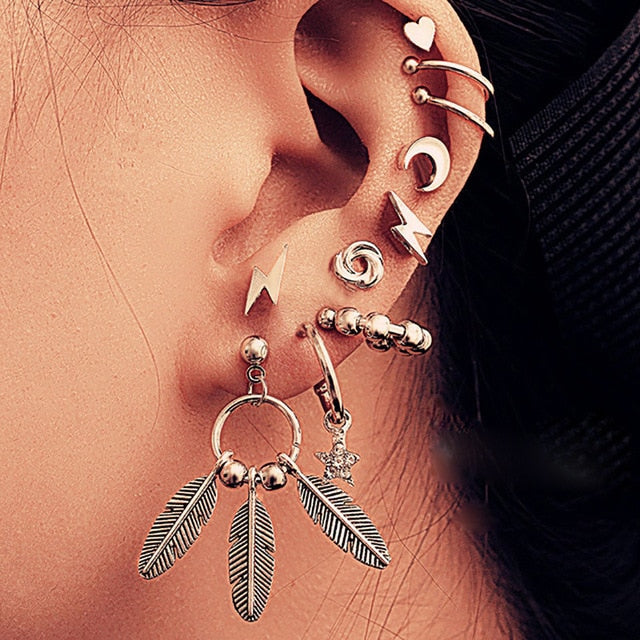 Bls-miracle Vintage Gold Lightning Earrings Set For Women