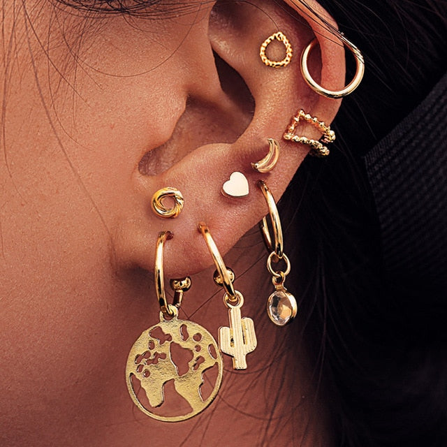 Bls-miracle Vintage Gold Lightning Earrings Set For Women